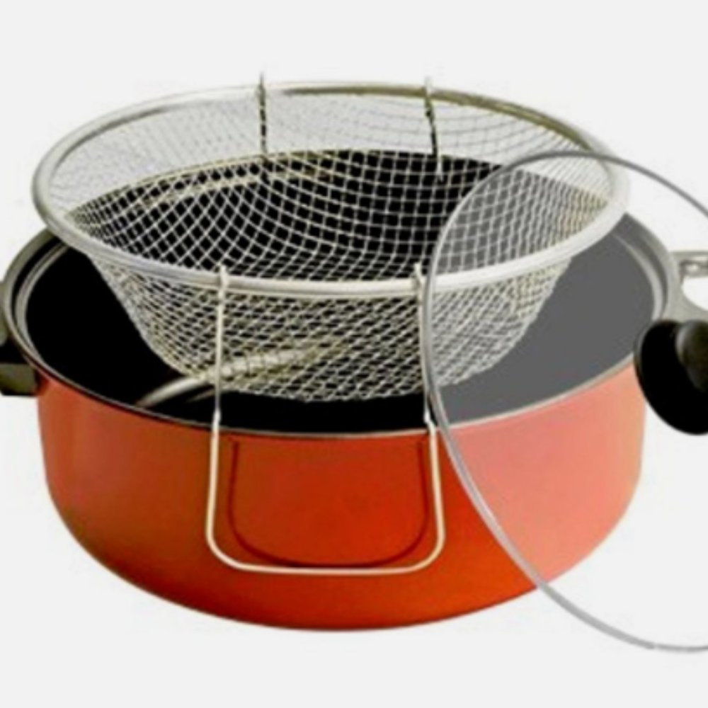 Deep Fryer Set (Non-Stick Ceramic Coated Pot, Stainless Steel Basket, Glass Lid) - Picture 2 of 3